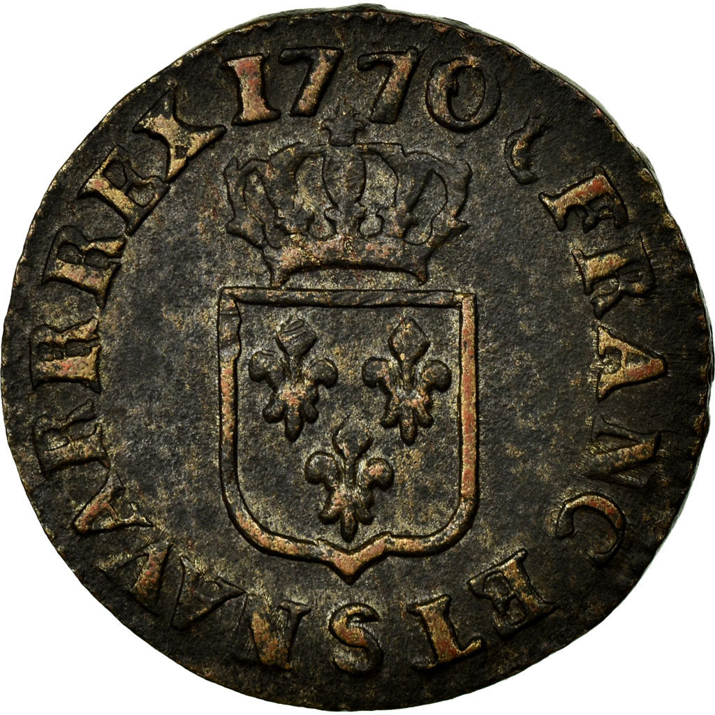 Coin, France, Louis XV, Liard à la vieille tête, Liard, 1770, Reims