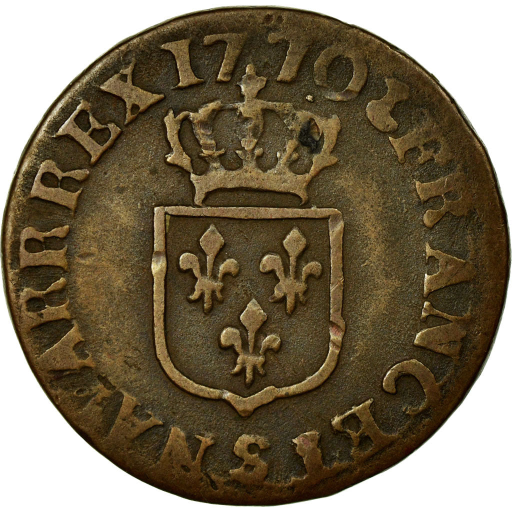 Coin, France, Louis XV, Liard à la vieille tête, Liard, 1770, Reims