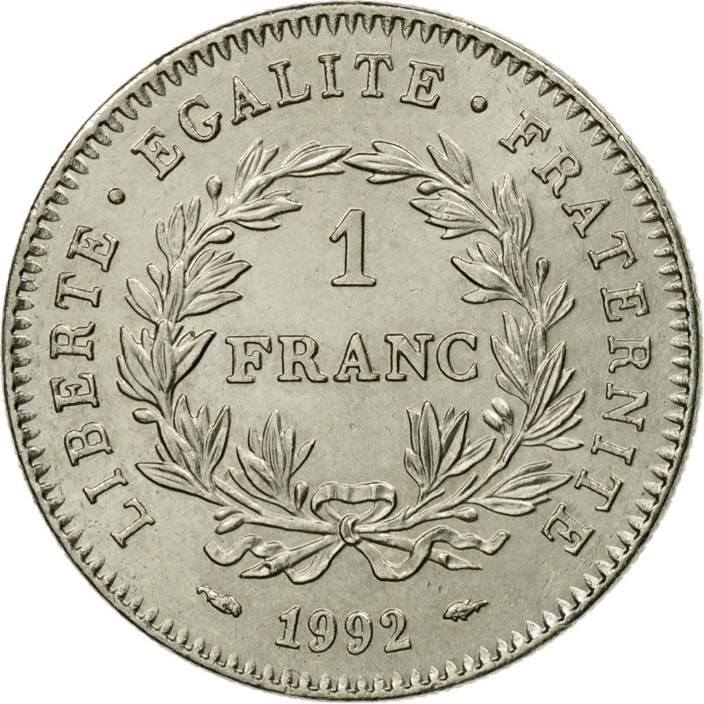 Moneta, Francja, République, Franc, 1992, Paris, EF(40-45), Nikiel, KM:1004.1