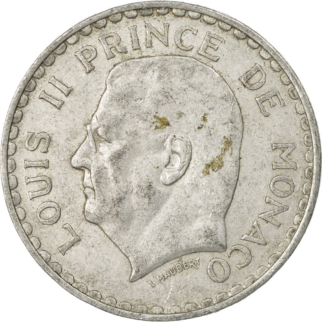 Monnaie, Monaco, Louis II, 5 Francs, 1945, Poissy, TB+, Aluminium