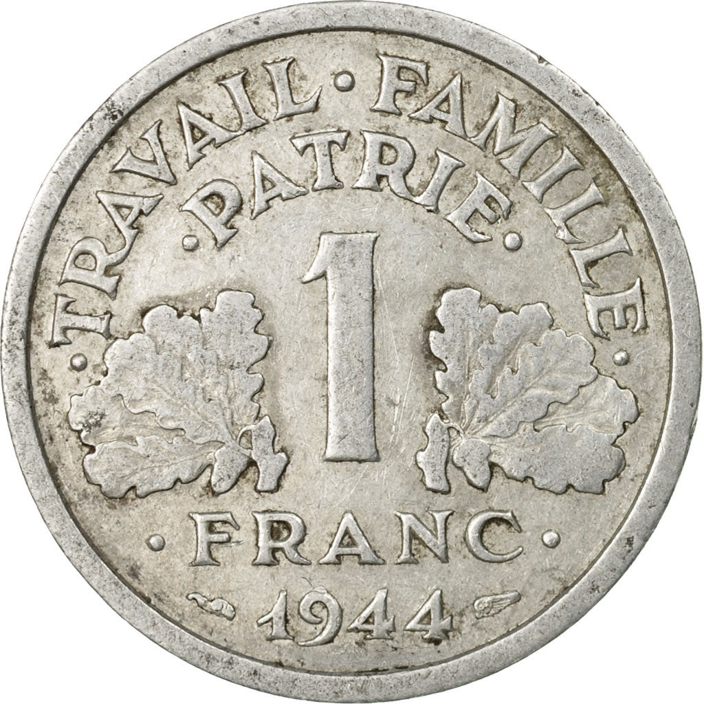 Moneda, Francia, Bazor, Franc, 1944, Rouen, BC+, Aluminio, KM:902.2, Le