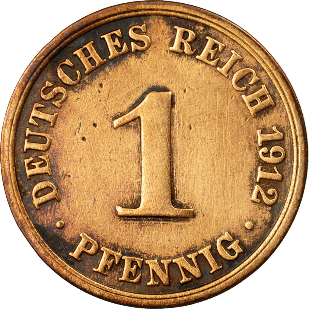 Coin, GERMANY - EMPIRE, Wilhelm II, Pfennig, 1912, Berlin, EF(40-45), Copper