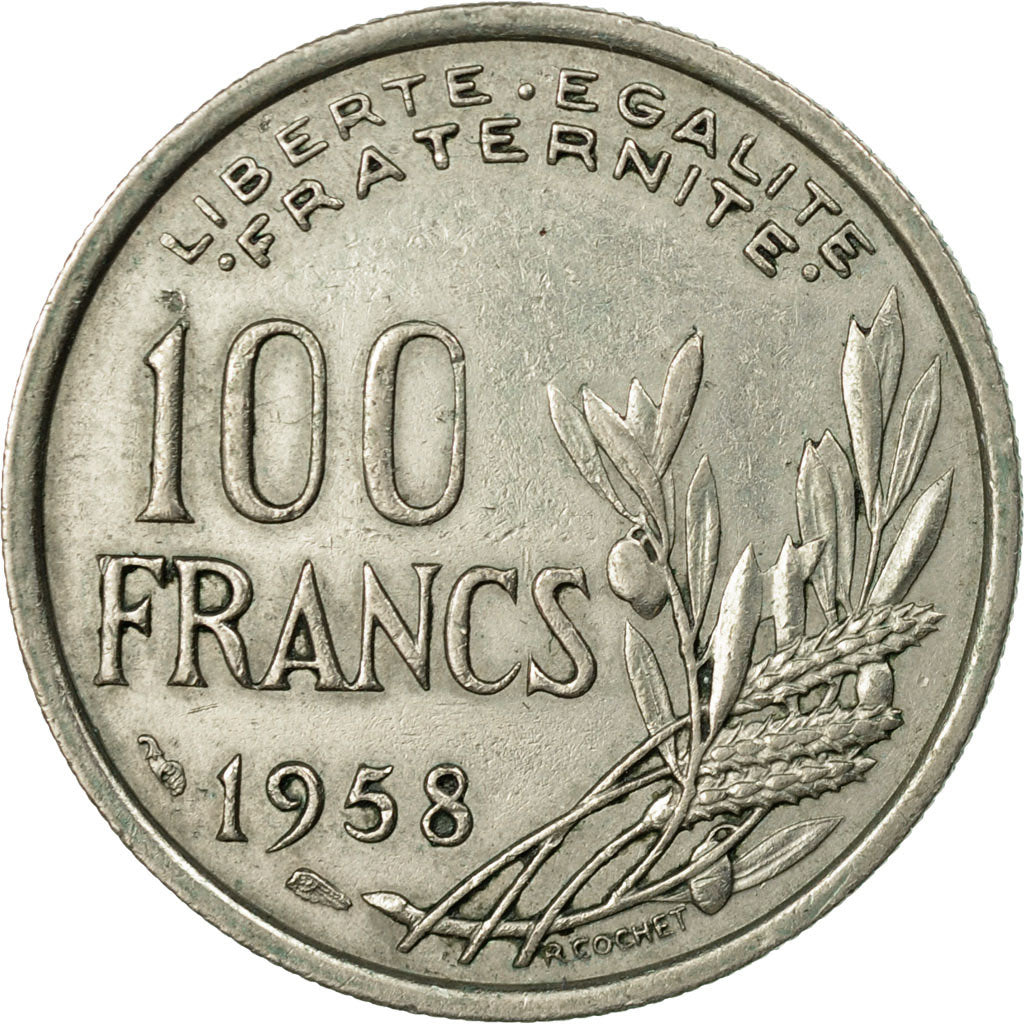 Coin, France, Cochet, 100 Francs, 1958, VF(30-35), Copper-nickel, KM:919.1