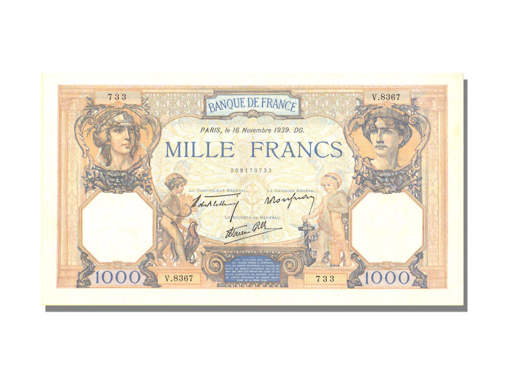 Billet, France, 500 Francs, 1 000 F 1927-1940 ''Cérès et Mercure'', 1939