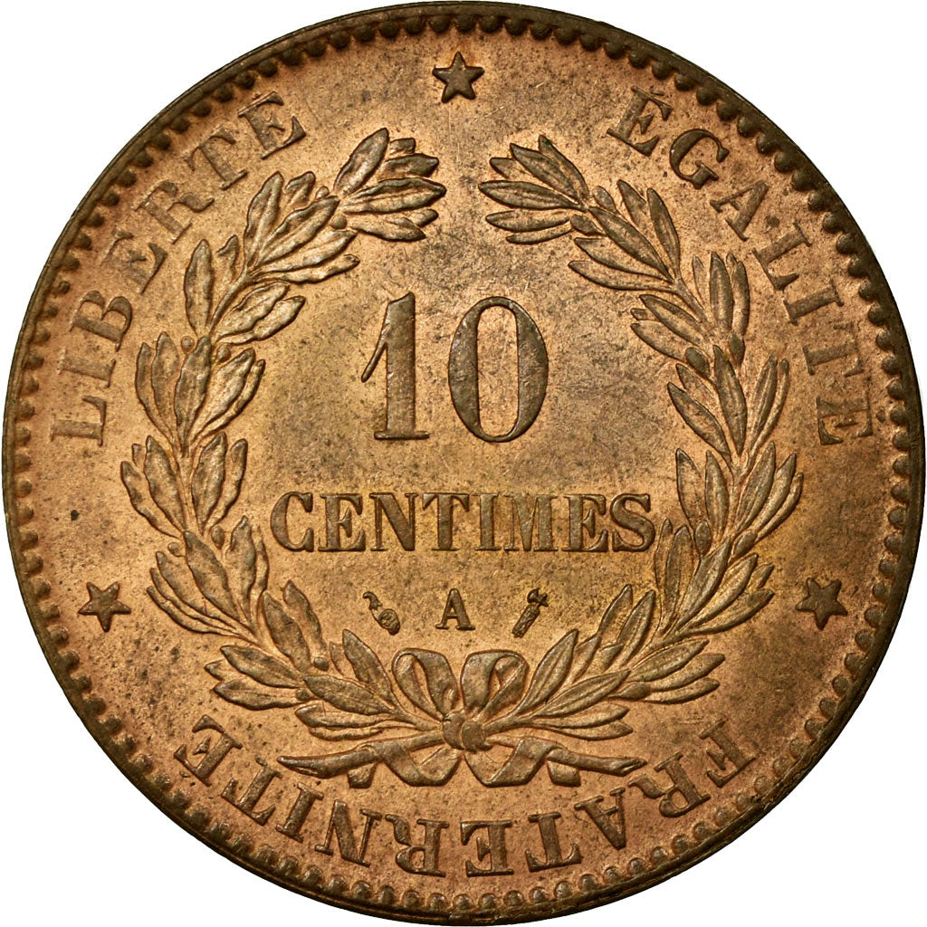 Coin, France, Cérès, 10 Centimes, 1888, Paris, MS(60-62), Bronze, KM:815.1