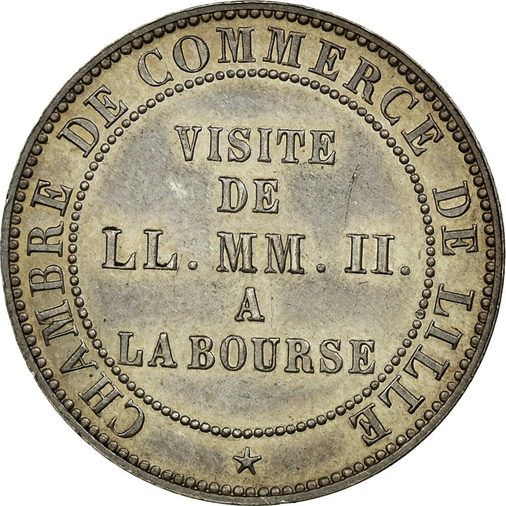 France, Napoleon III, 5 Centimes, Chambre de Commerce de Lille, 1853, Silver