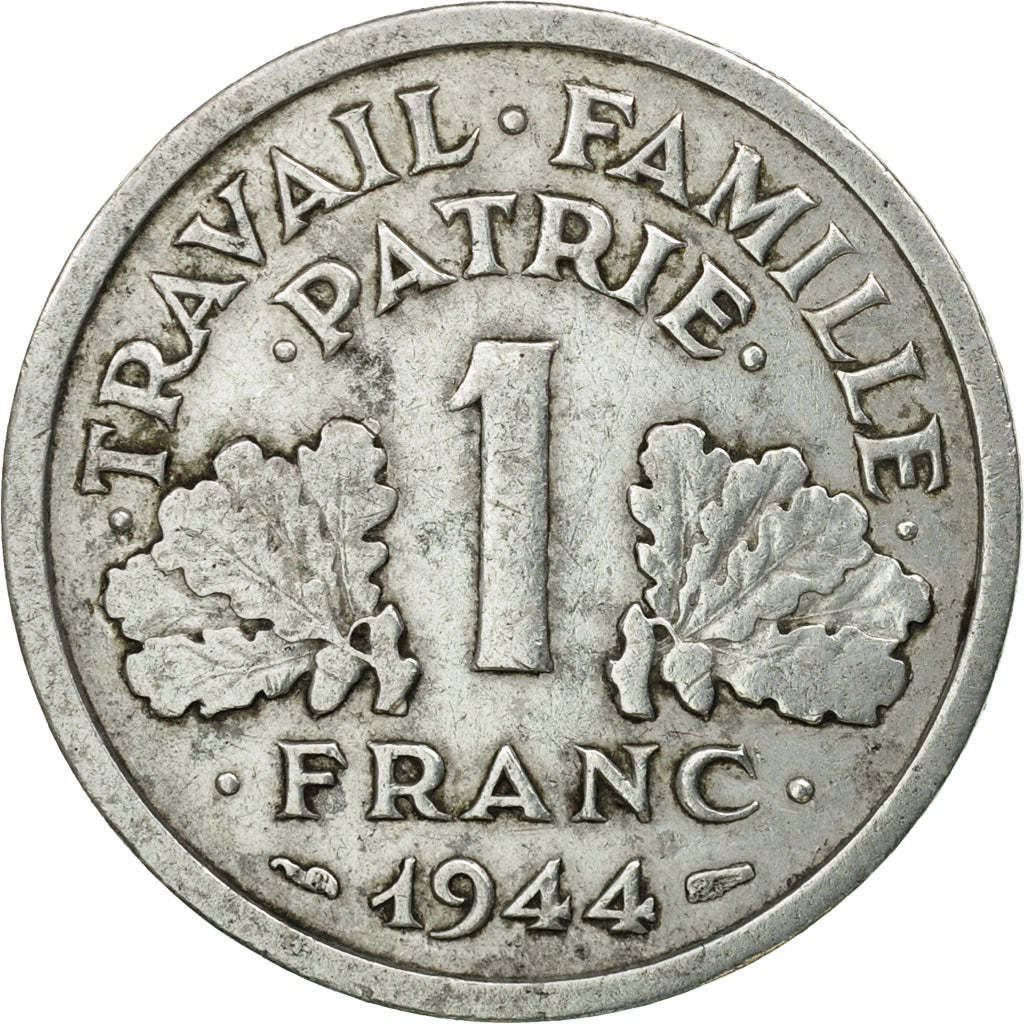 France, 1 Franc, Bazor, 1944, Beaumont-Le-Roger, Aluminum, VF(30-35), Le