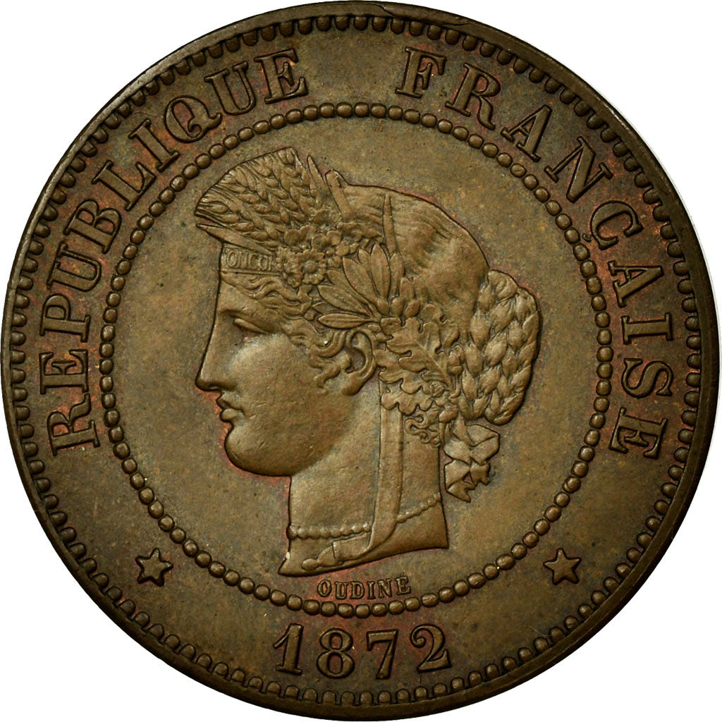 Coin, France, Cérès, 5 Centimes, 1872, Paris, AU(55-58), Bronze, KM:821.1