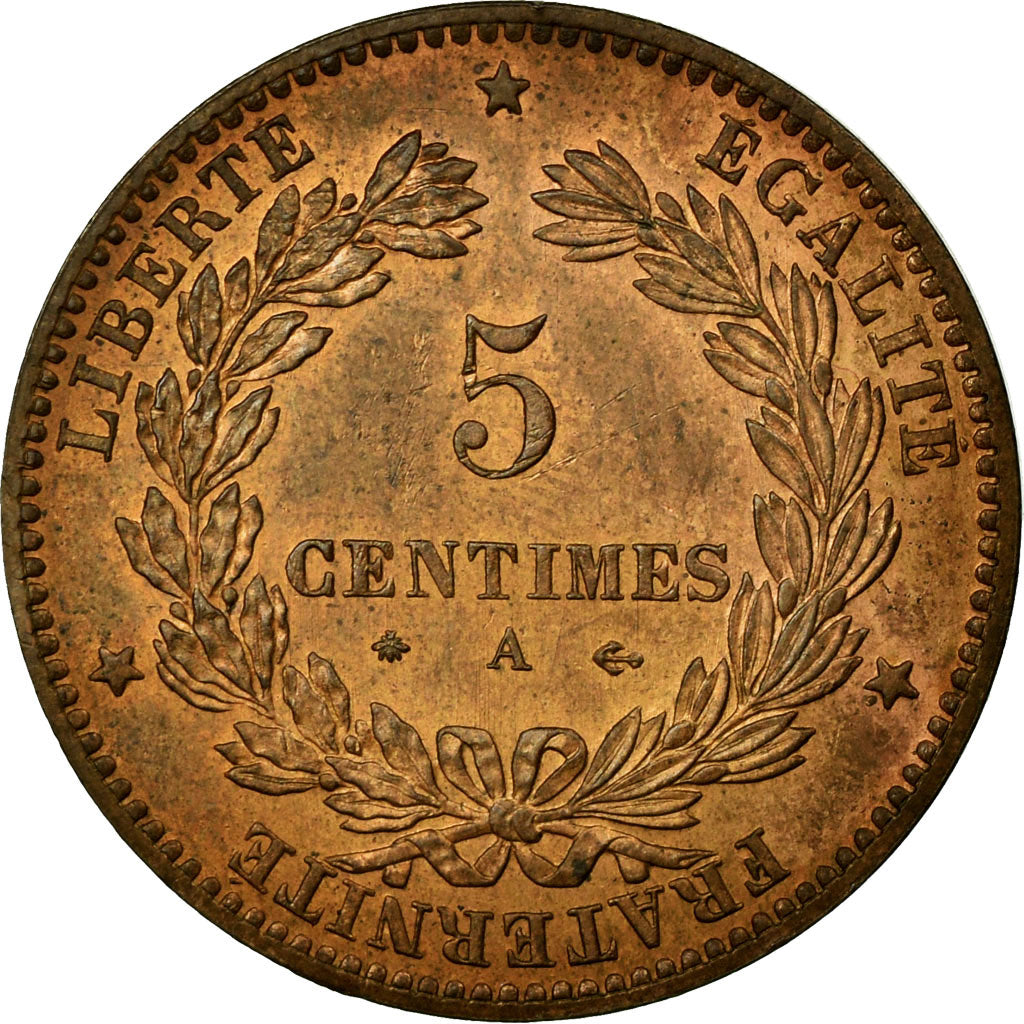 Monnaie, France, Cérès, 5 Centimes, 1874, Paris, SUP+, Bronze, KM:821.1