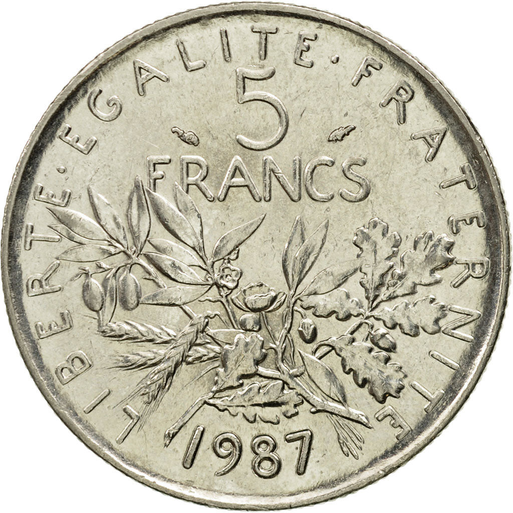 Coin, France, Semeuse, 5 Francs, 1987, Paris, EF(40-45), Nickel Clad