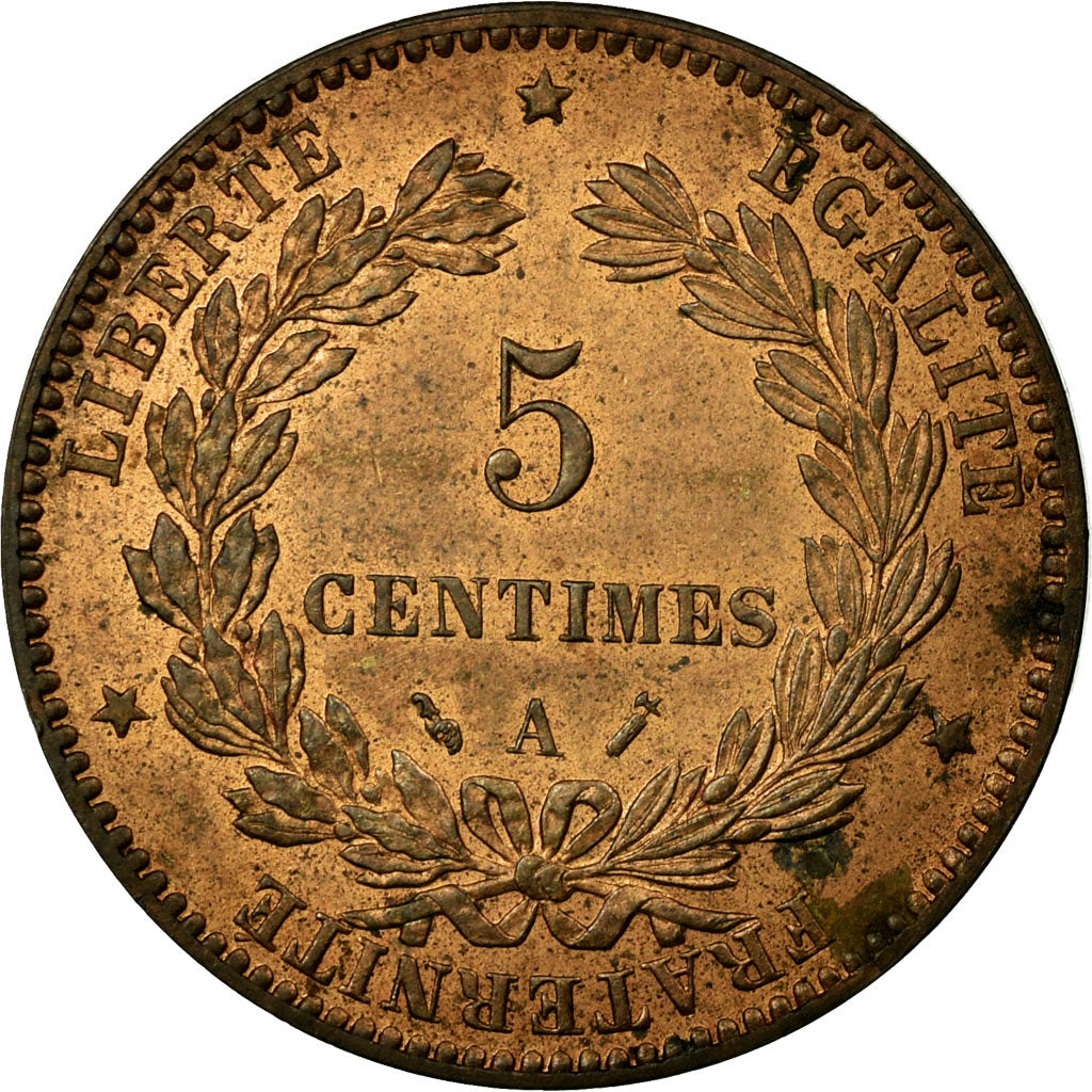 Monnaie, France, Cérès, 5 Centimes, 1881, Paris, SUP+, Bronze, KM:821.1