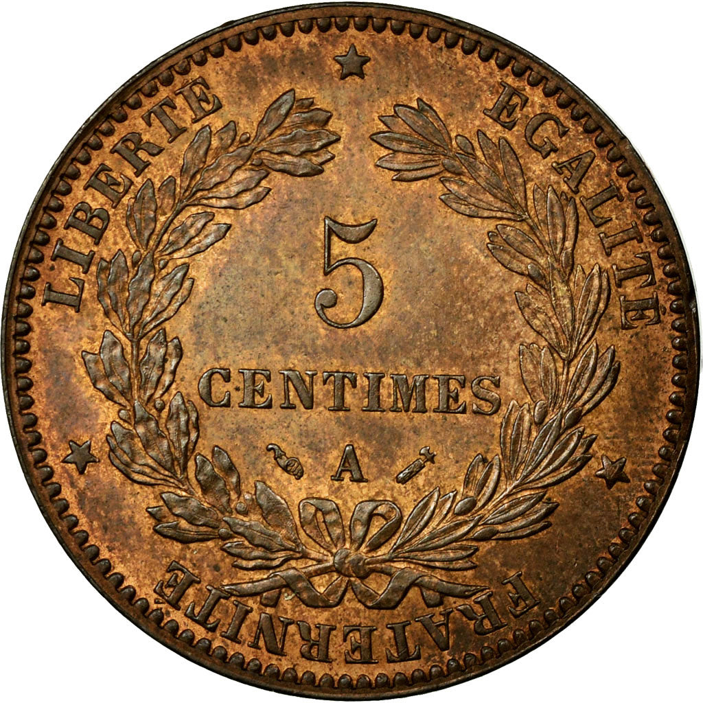 Monnaie, France, Cérès, 5 Centimes, 1882, Paris, SUP+, Bronze, Gadoury:157a
