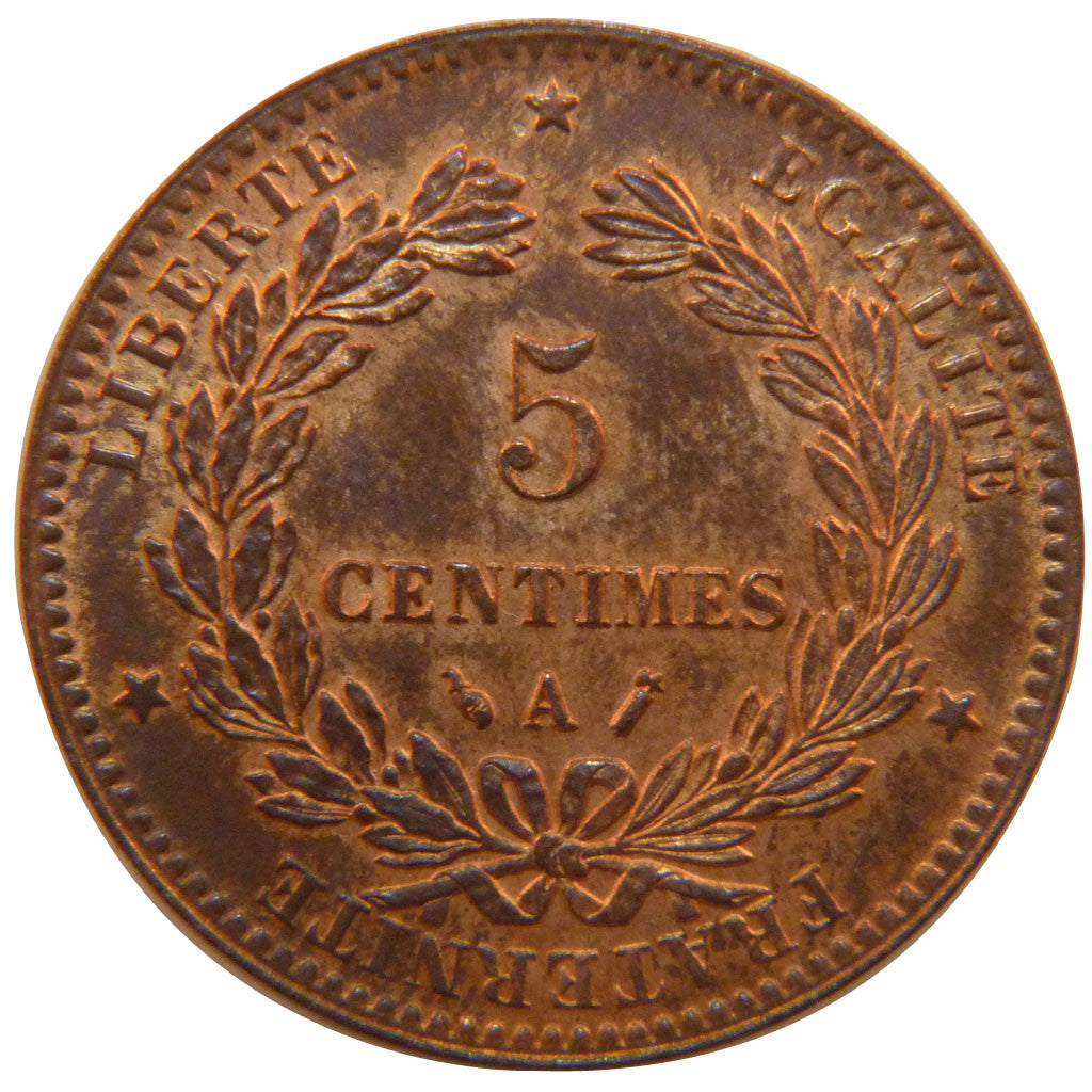Moneta, Francia, Cérès, 5 Centimes, 1888, Paris, SPL, Bronzo, KM:821.1