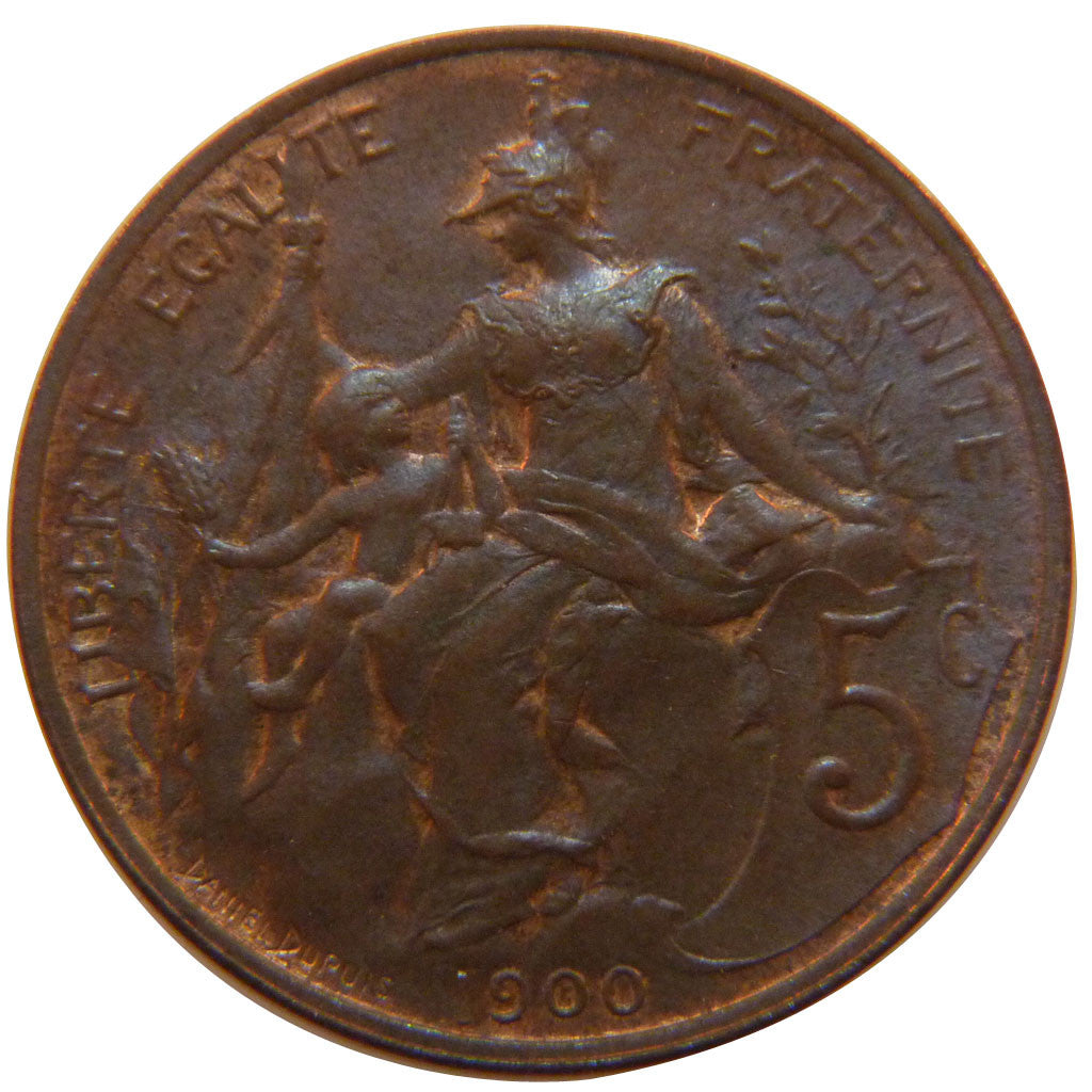 Moneta, Francia, Dupuis, 5 Centimes, 1900, Paris, SPL, Bronzo, Gadoury:165