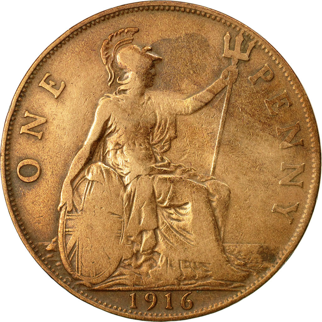 Moneta, Wielka Brytania, George V, Penny, 1916, VF(30-35), Bronze, KM:810