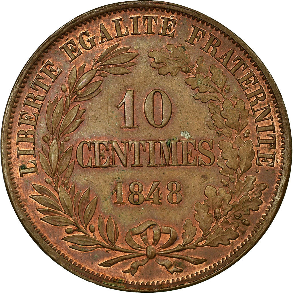 France, 10 Centimes, Concours de Moullé, 1848, Paris, Essai, Cuivre, SUP