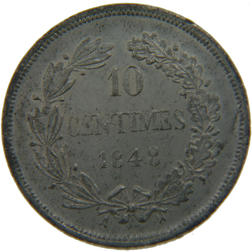 France, 10 Centimes, Concours de Moullé, 1848, Paris, Essai, Étain, SUP+