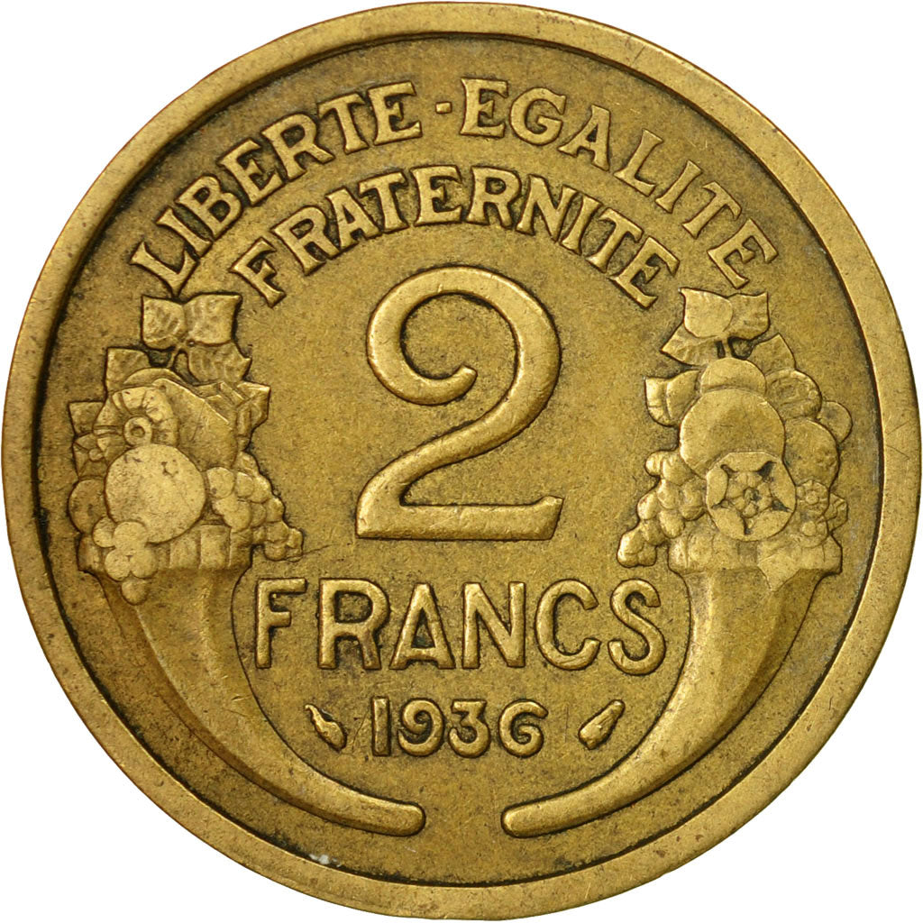 Coin, France, Morlon, 2 Francs, 1936, Paris, EF(40-45), Aluminum-Bronze, KM:886