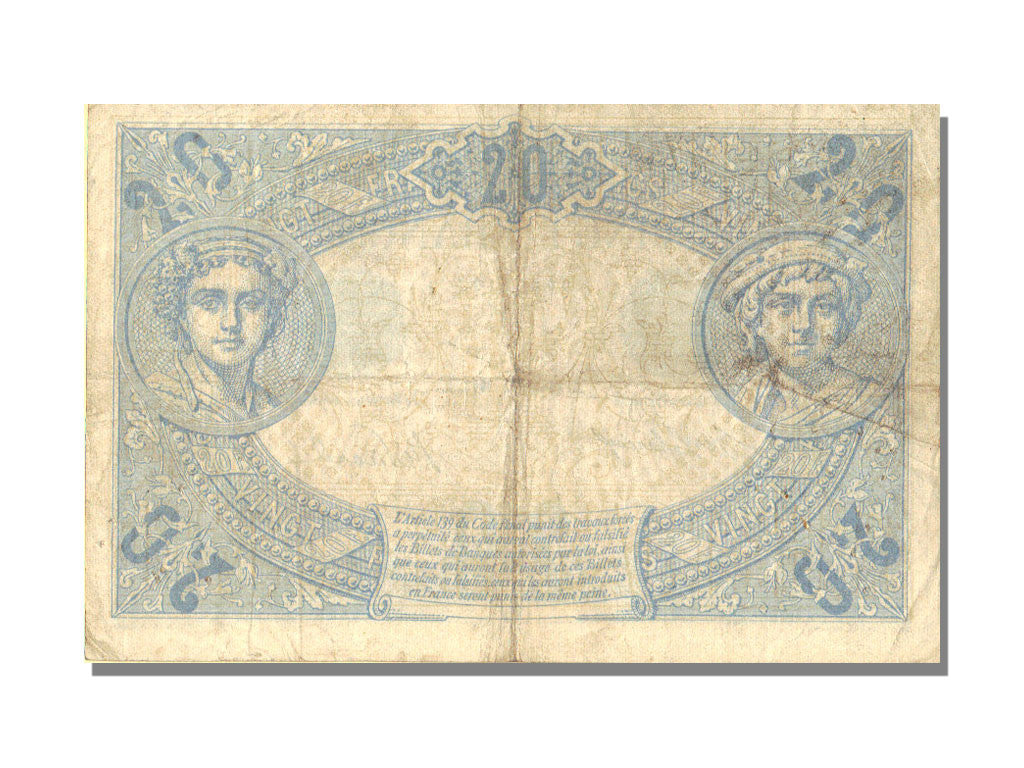 Banconote, Francia, 20 Francs, 20 F 1905-1913 ''Bleu'', 1913, 1913-01-23, BB+