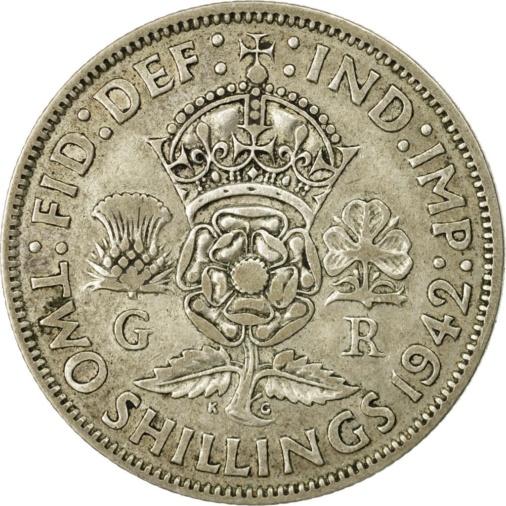 Coin, Great Britain, George VI, Florin, Two Shillings, 1942, EF(40-45), Silver