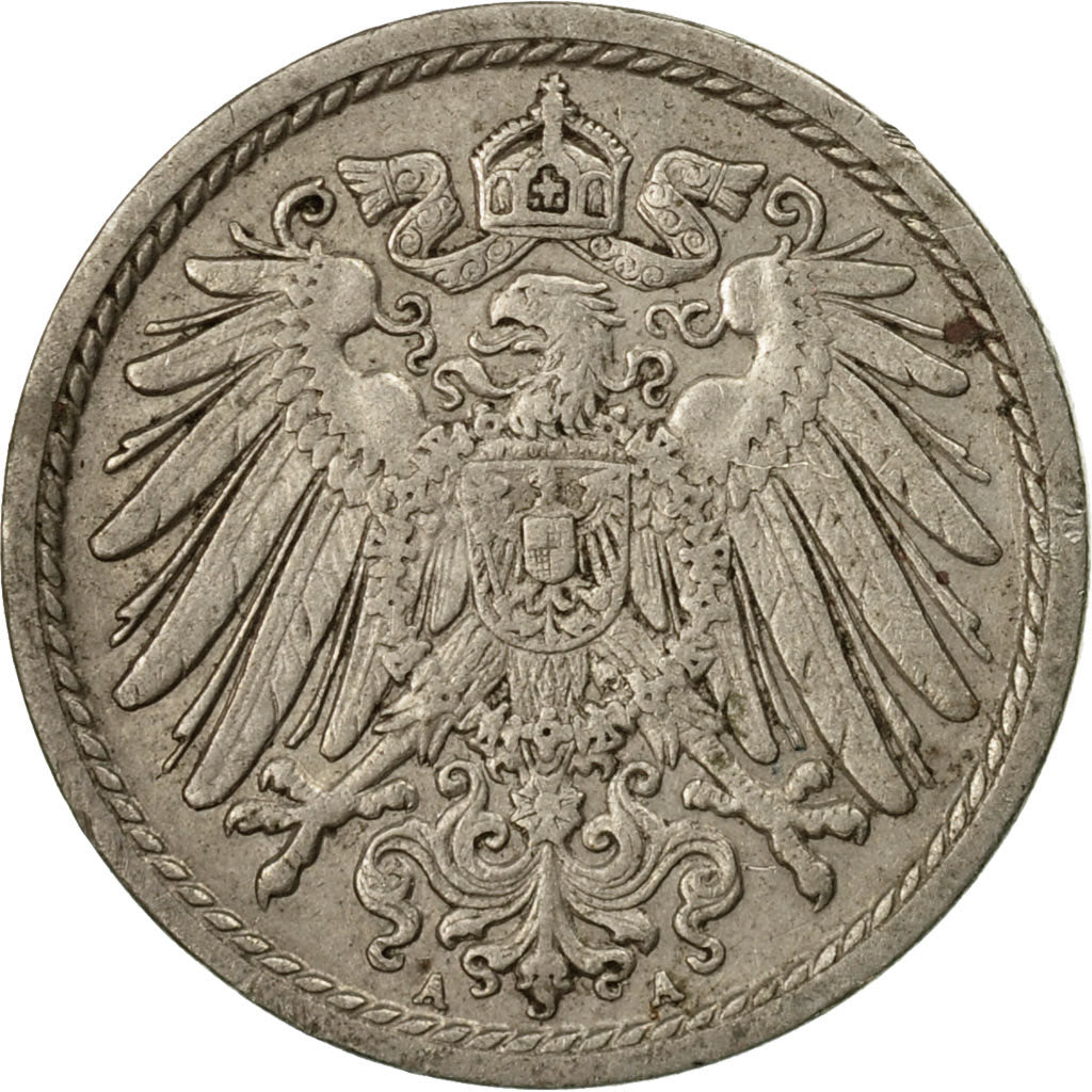 Moneta, NIEMCY - IMPERIUM, Wilhelm II, 5 Pfennig, 1911, Berlin, EF(40-45)