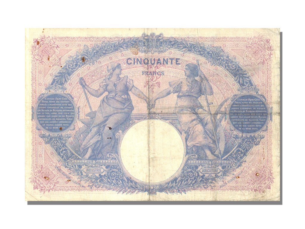 Banknot, Francja, 50 Francs, Bleu et Rose, 1914, 1914-04-20, VF(30-35)