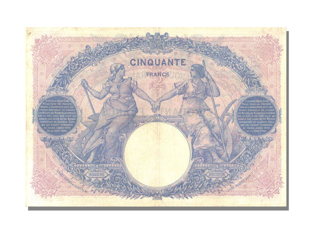 Banknote, France, 50 Francs, 50 F 1889-1927 ''Bleu et Rose'', 1921, 1921-01-14