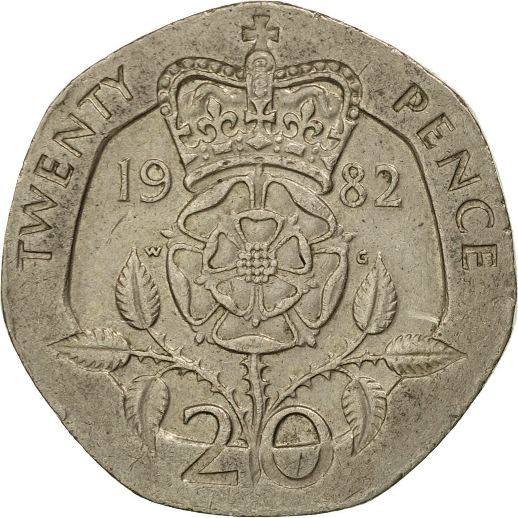 Moneta, Gran Bretagna, Elizabeth II, 20 Pence, 1982, MB+, Rame-nichel, KM:931