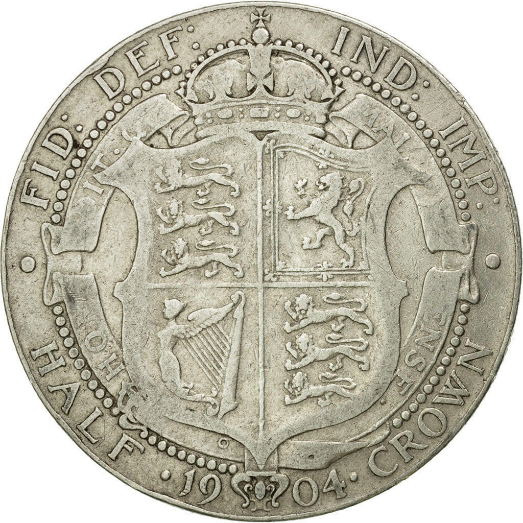 Great Britain, Edward VII, 1/2 Crown, 1904, London, Silver, VF(20-25), KM:802