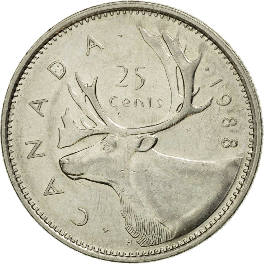 Coin, Canada, Elizabeth II, 25 Cents, 1988, Royal Canadian Mint, Ottawa