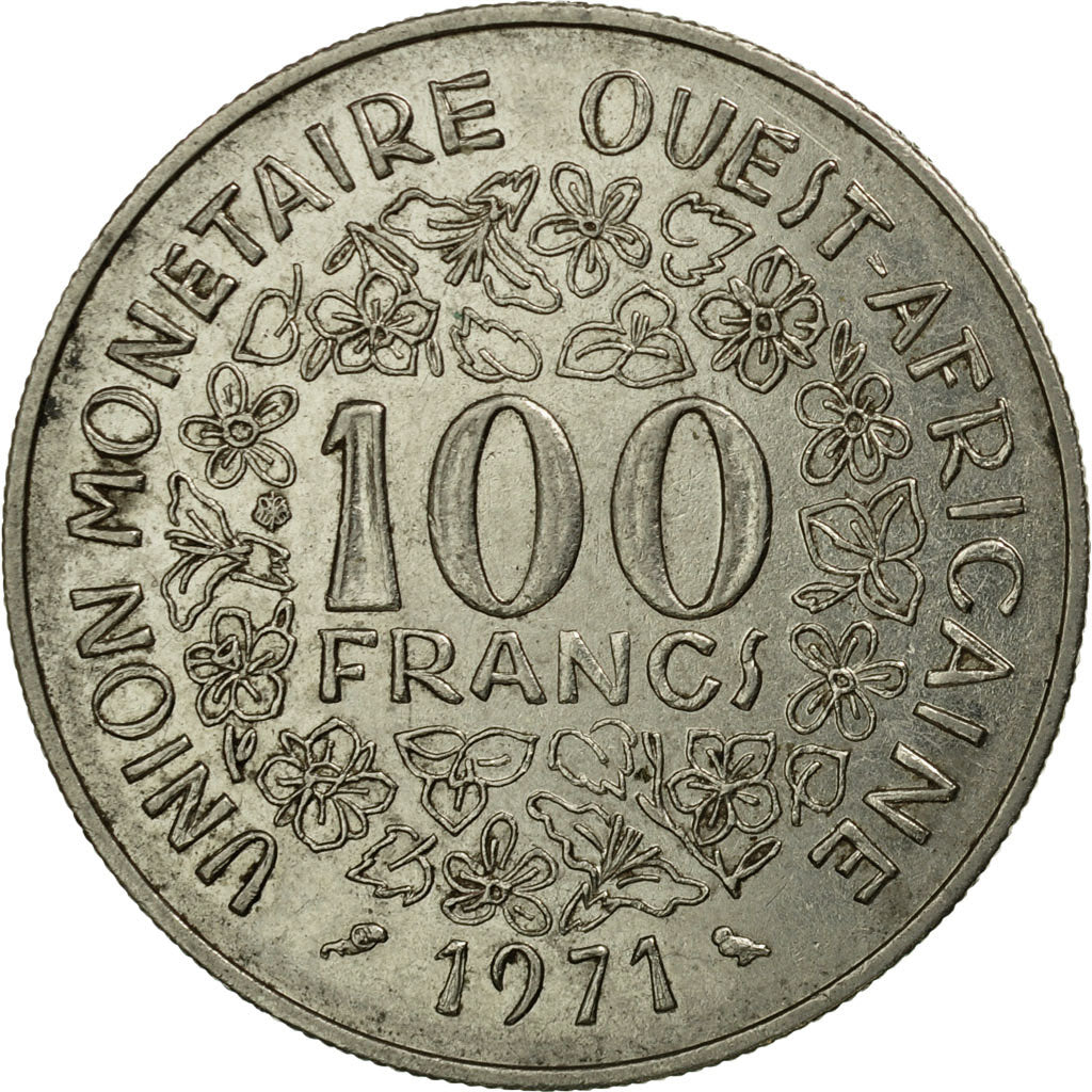 Moneda, Estados del África Occidental, 100 Francs, 1971, Paris, MBC, Níquel