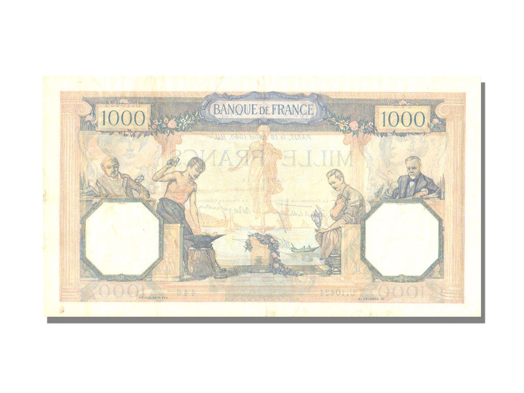 Banknote, France, 500 Francs, 1 000 F 1927-1940 ''Cérès et Mercure'', 1940