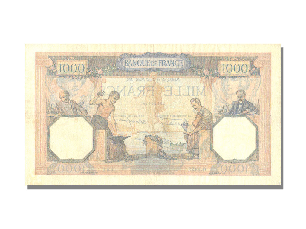 Banconote, Francia, 500 Francs, 1 000 F 1927-1940 ''Cérès et Mercure'', 1940