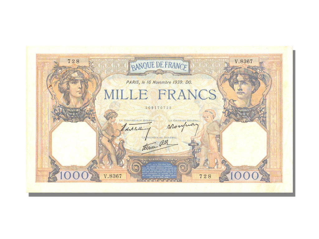 Biljet, Frankrijk, 500 Francs, 1 000 F 1927-1940 ''Cérès et Mercure'', 1939