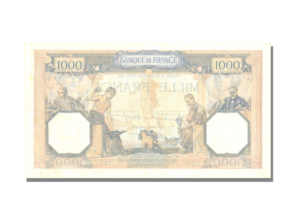 Biljet, Frankrijk, 500 Francs, 1 000 F 1927-1940 ''Cérès et Mercure'', 1939