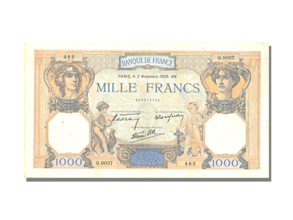 Banknot, Francja, 500 Francs, Cérès et Mercure, 1939, 1939-11-02, AU(50-53)