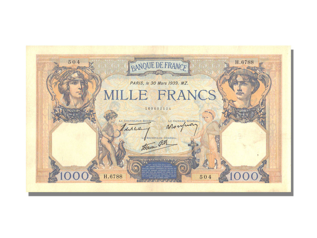 Biljet, Frankrijk, 500 Francs, 1 000 F 1927-1940 ''Cérès et Mercure'', 1939