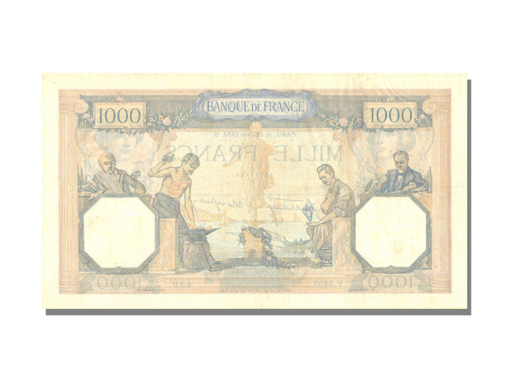 Biljet, Frankrijk, 500 Francs, 1 000 F 1927-1940 ''Cérès et Mercure'', 1938