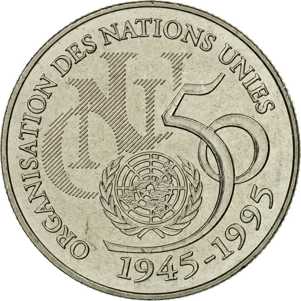 France, 5 Francs, ONU, 1995, Paris, BU, Silver, MS(60-62), Gadoury:776, KM:1118
