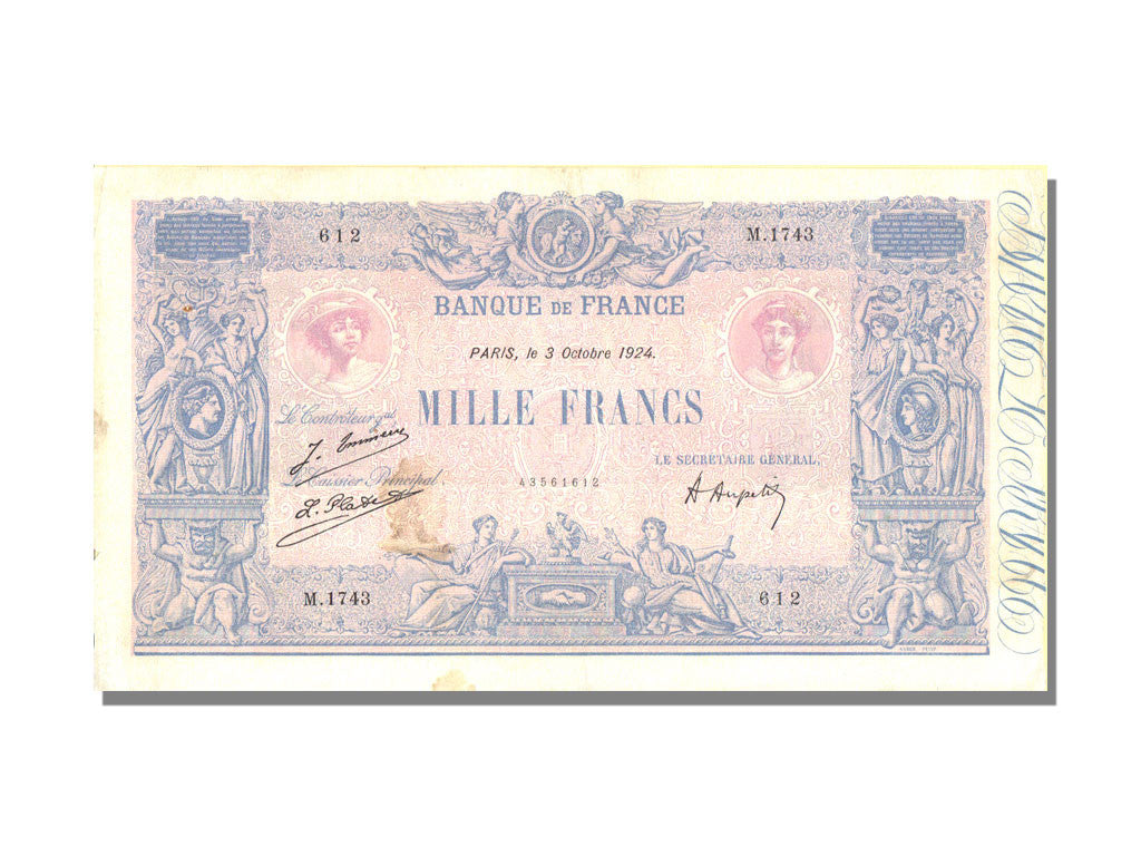 Billet, France, 1000 Francs, 1 000 F 1889-1926 ''Bleu et Rose'', 1924