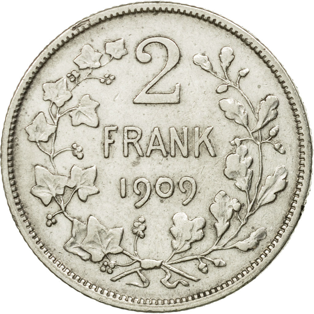 Moneta, Belgio, 2 Francs, 2 Frank, 1909, BB, Argento, KM:59