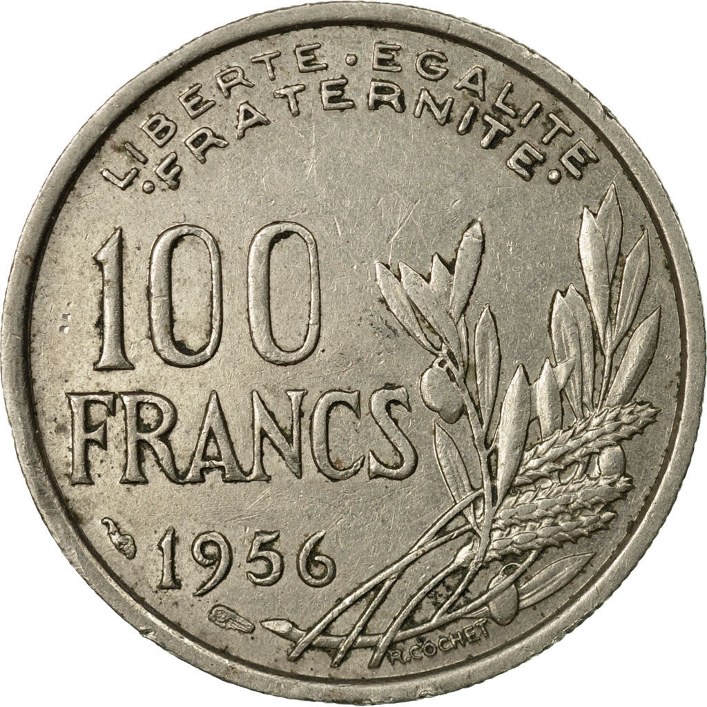Moneta, Francia, Cochet, 100 Francs, 1956, BB, Rame-nichel, KM:919.1, Le