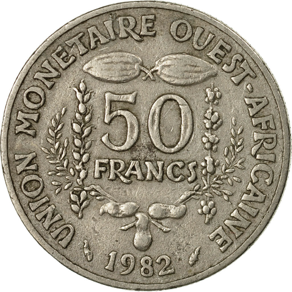 Coin, West African States, 50 Francs, 1982, Paris, EF(40-45), Copper-nickel