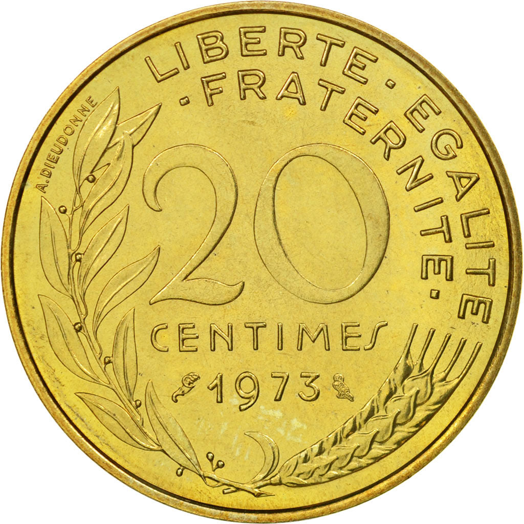Coin, France, Marianne, 20 Centimes, 1973, Paris, MS(65-70), Aluminum-Bronze