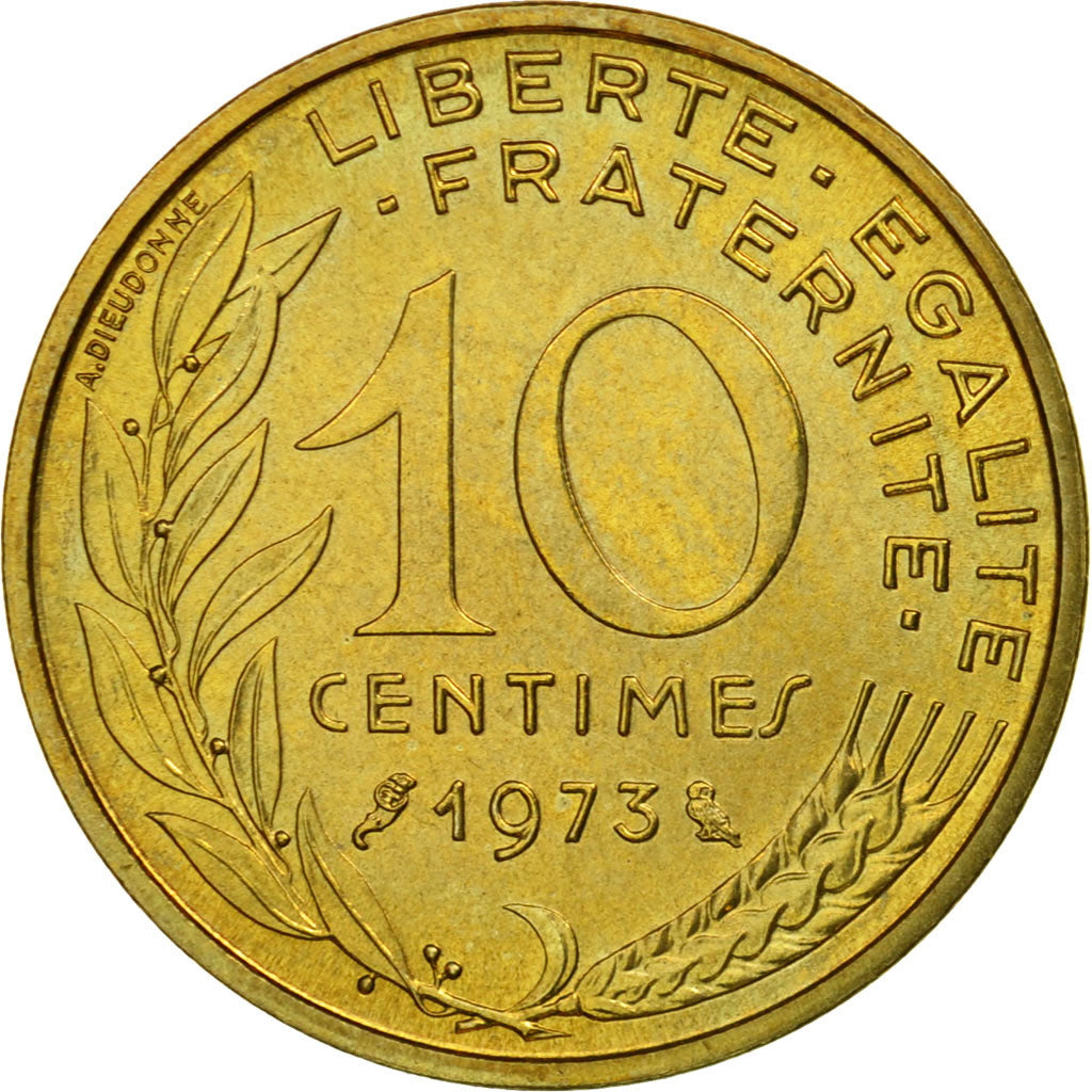 Coin, France, Marianne, 10 Centimes, 1973, Paris, MS(65-70), Aluminum-Bronze