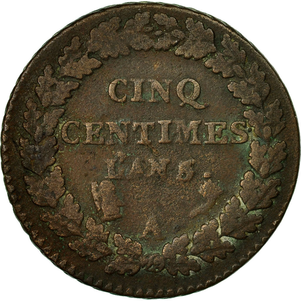 Coin, France, Dupré, 5 Centimes, AN 5, Paris, VF(20-25), Bronze, KM:635.1, Le