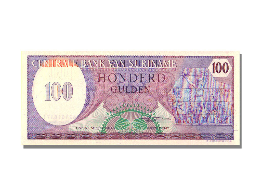 Billet, Suriname, 100 Gulden, 1985, NEUF