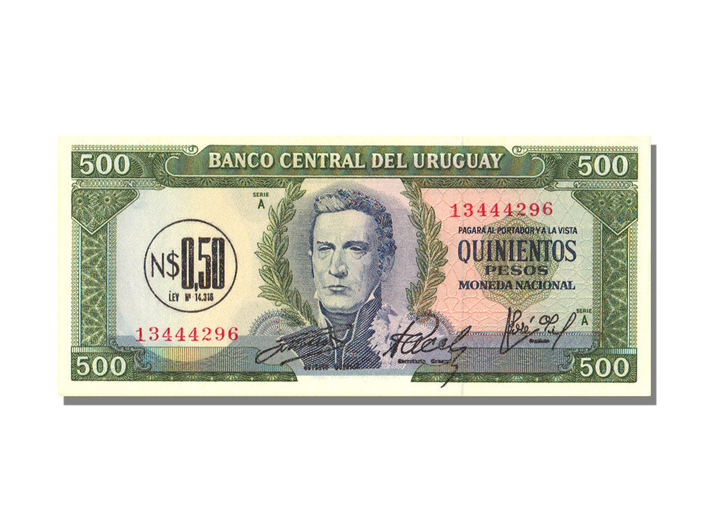 Geldschein, Uruguay, 0.50 Nuevo Peso on 500 Pesos, UNZ