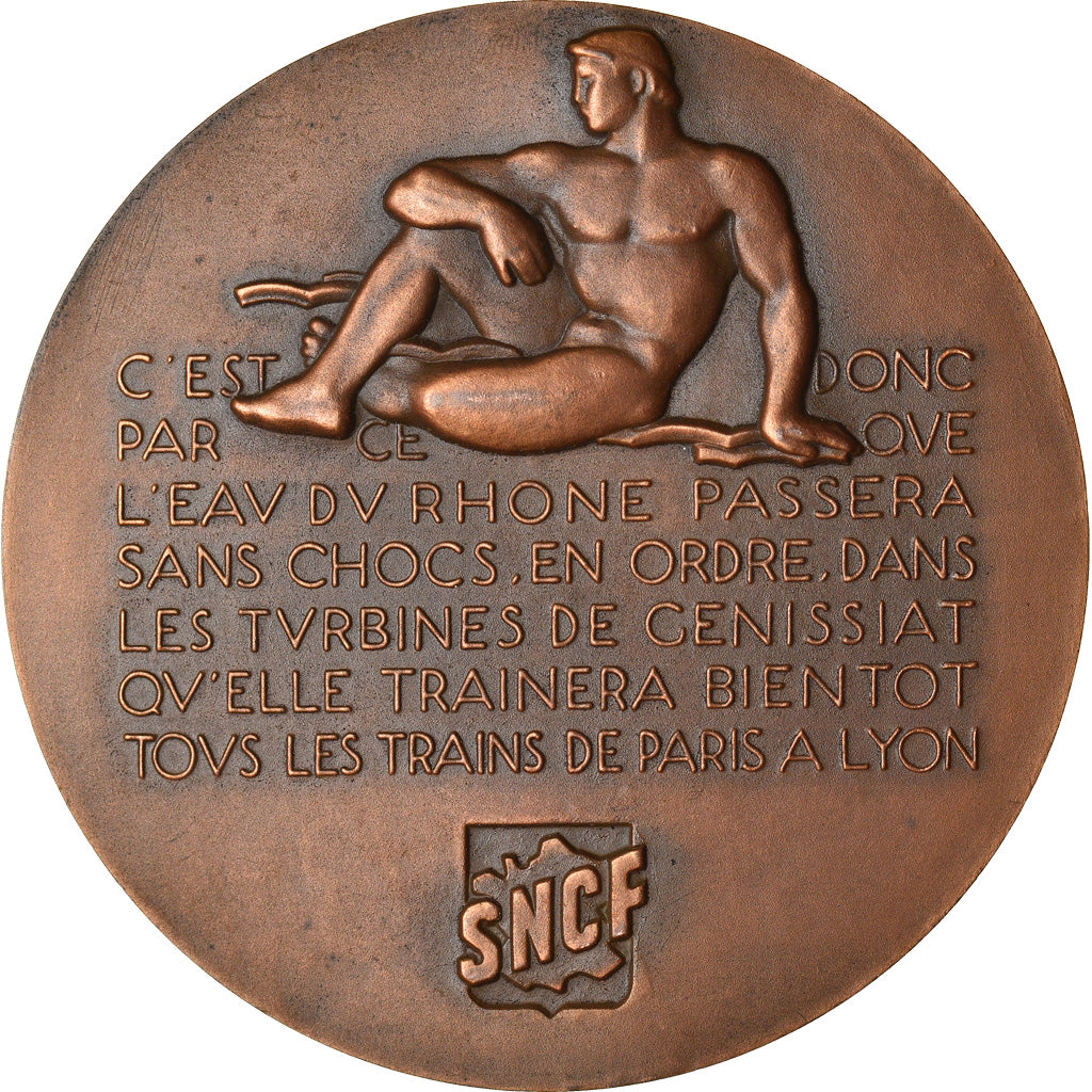 Frankreich, Medaille, S.N.C.F, Electrification Paris-Lyon, Railway, 1950, Marcel