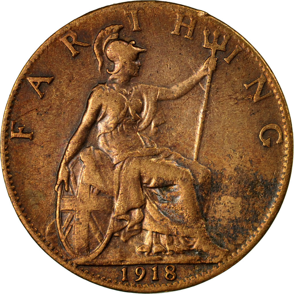 Monnaie, Grande-Bretagne, George V, Farthing, 1918, TTB, Bronze, KM:808.1